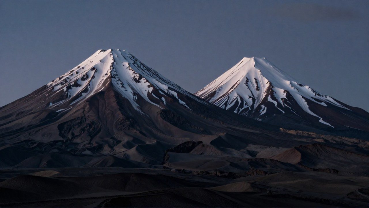 Dos volcanes majestuosos, Cotopaxi y Rumiñahui, dominan el paisaje alto andino con cumbres nevadas.