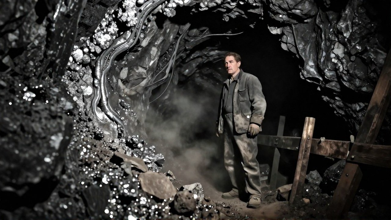 Figura autoritaria en el interior de la mina, cerca de vetas de mineral de plata.