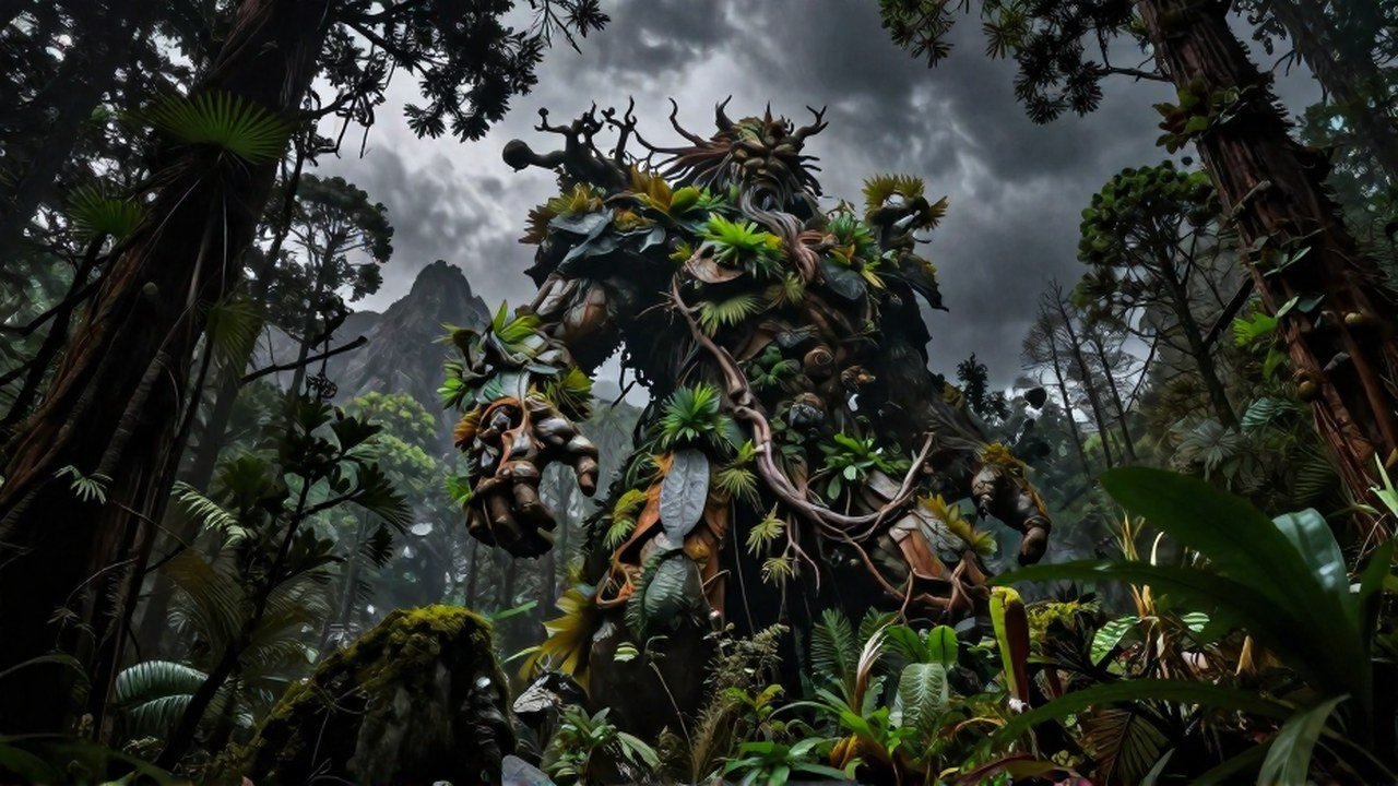 La Madremonte, una fuerza elemental de la naturaleza, domina un bosque antiguo y espeso.